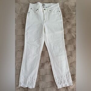 J. Crew Women’s Embroidered Vintage Straight White Jeans